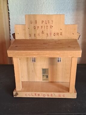 Wooden Miniature Post Office Decor - Natural Wood